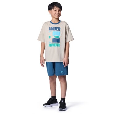 UAテック グラフィック ショートスリーブ Tシャツ＆ショーツセット(ライトベージュ-140cm)