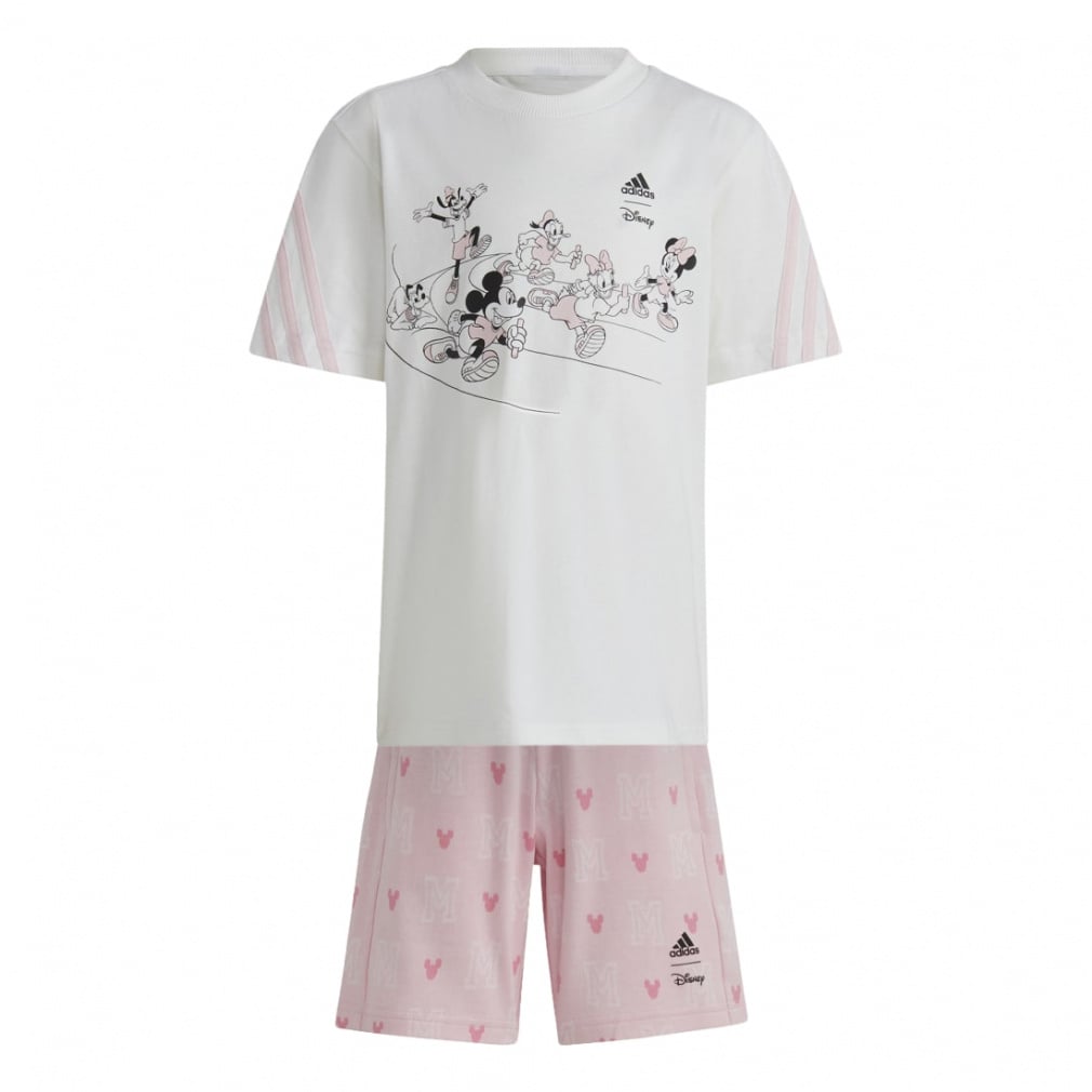 adidas × Disney ミッキーマウス Tシャツ セットアップ(ホワイト×ピンク-100cm)