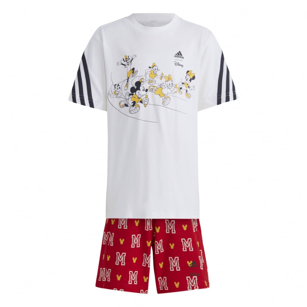 adidas × Disney ミッキーマウス Tシャツ セットアップ(ホワイト×レッド-100cm)