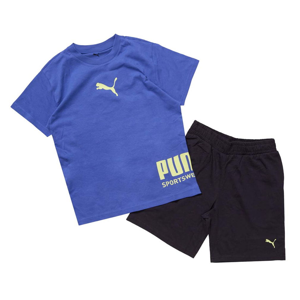 PUMA SPORT Tシャツ AND ショートPT セット B(ブルー-120cm)