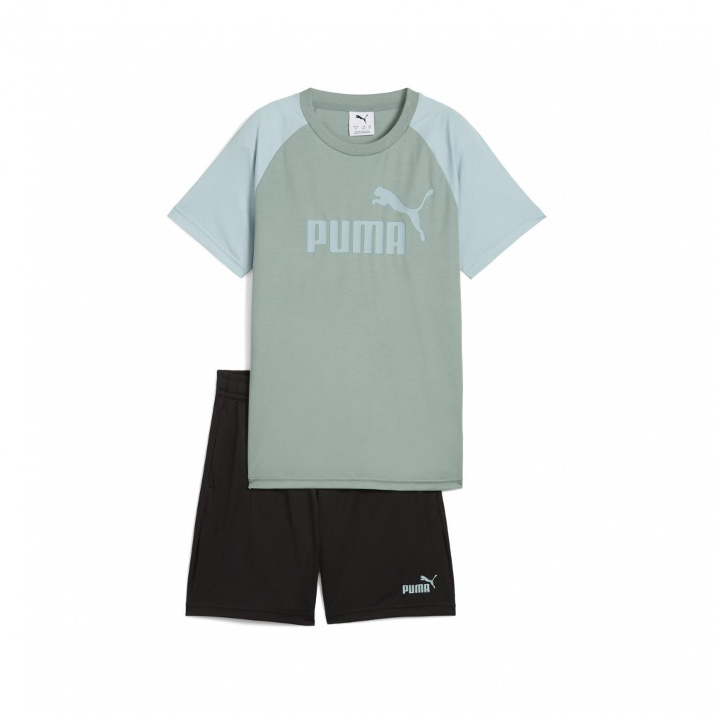 ESS NO.1 ロゴ ポリ Tシャツ AND ショーツ セット B(グレッシュグリン-120cm)
