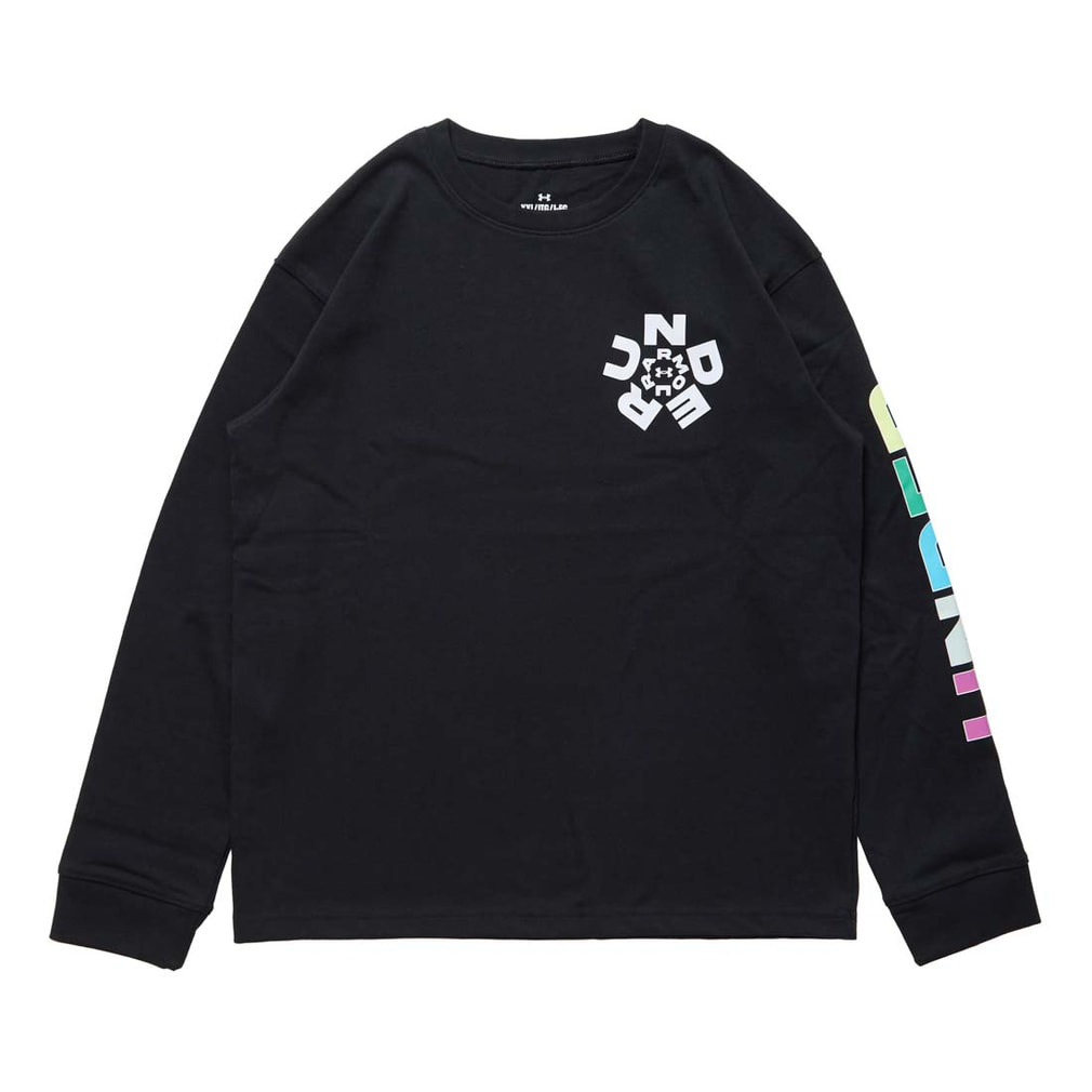 UAヘビーウエイト コットン グラフィック ロングスリーブ Tシャツ(ブラック-130cm)