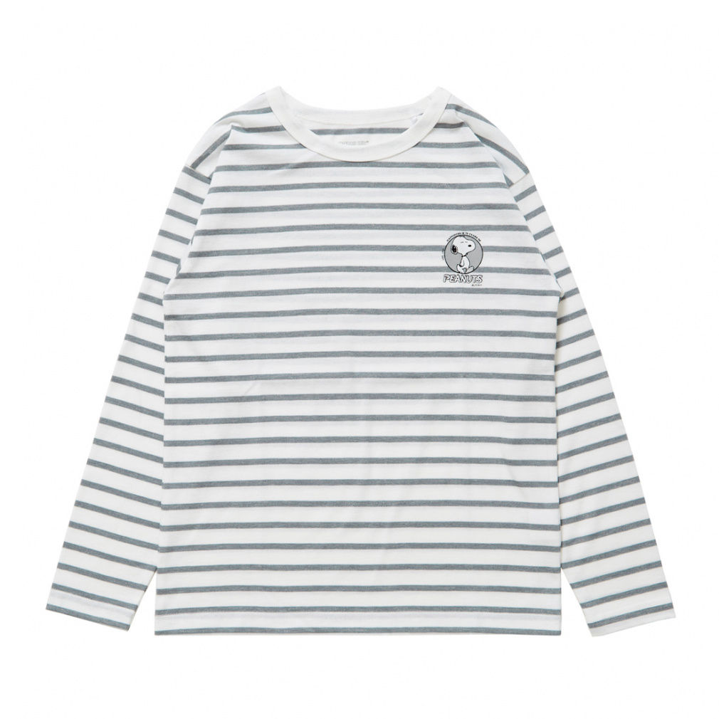 ボーダーロングTシャツ(グレー-100cm)