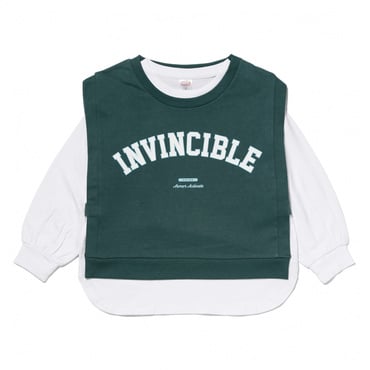 裏毛ベスト付ロングTシャツ