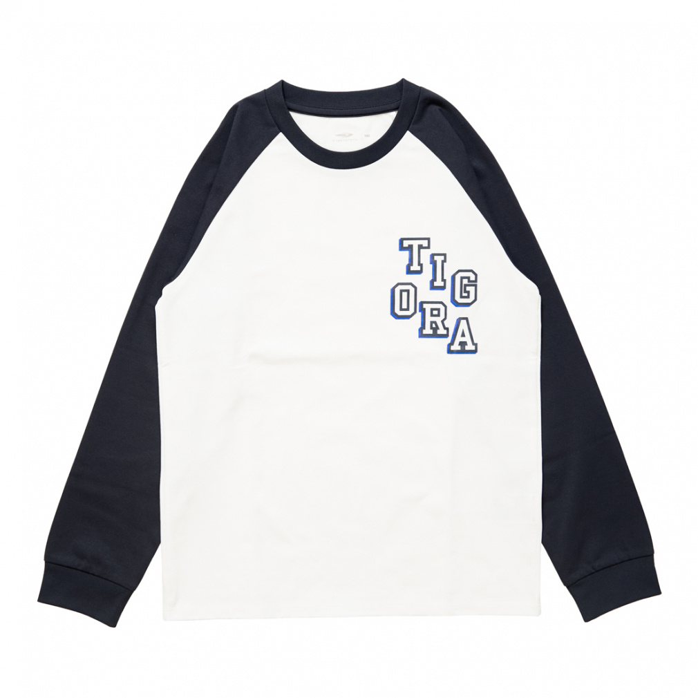 ロングTシャツ(ネイビー×オフホワイト-100cm)