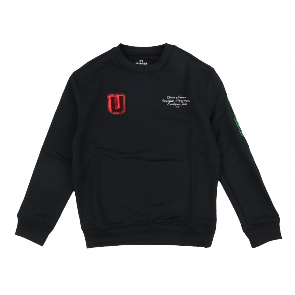 UAテック テリー グラフィック クルー(ブラック-120cm)