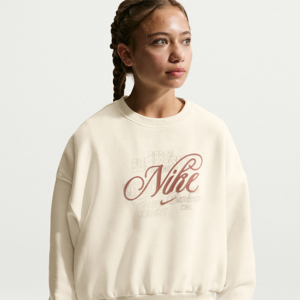 YTH ガールズ NSW クラブ フリース BXY L/S クルー GFX(クリーム-140cm)
