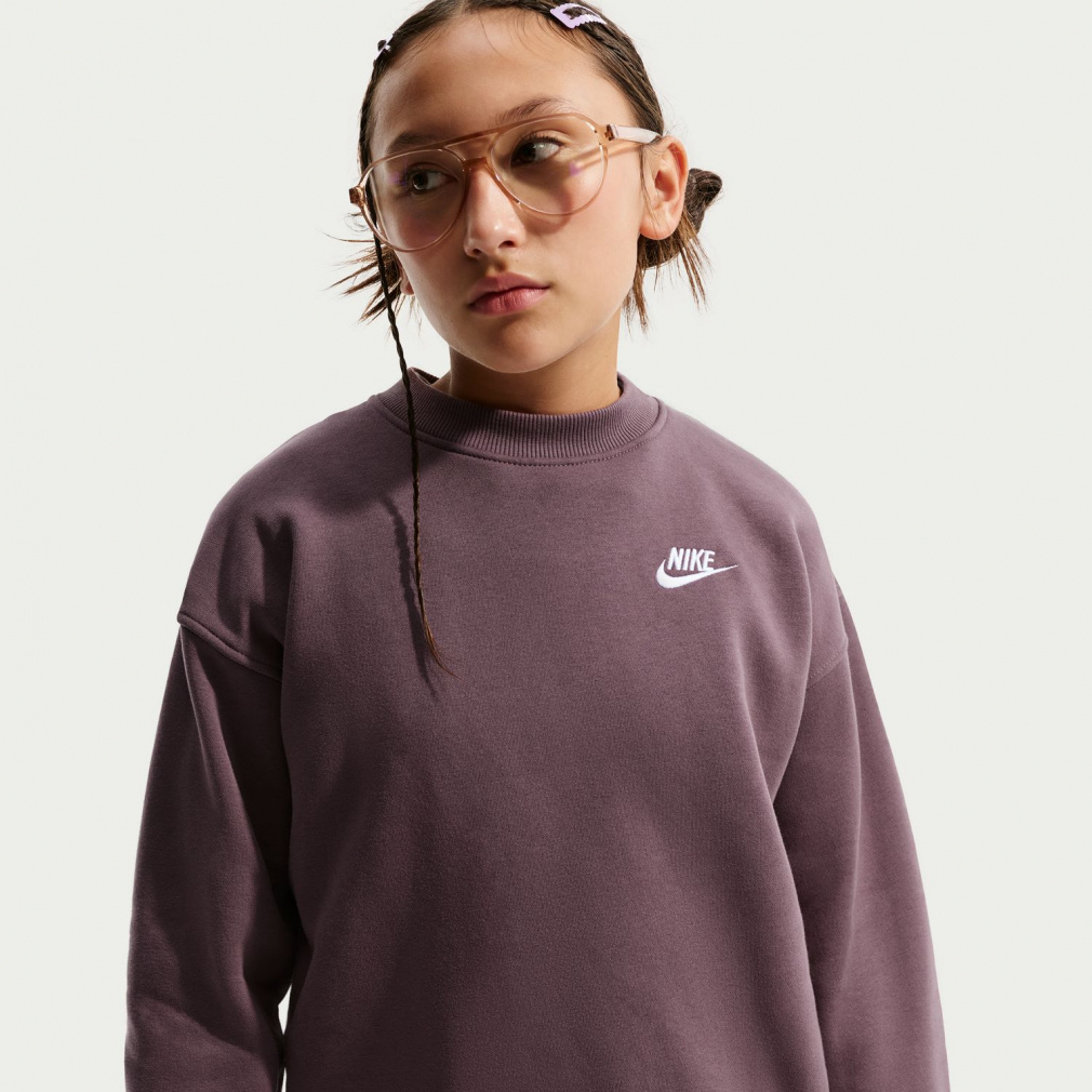 YTH ガールズ NSW クラブフリース OVRSZDLBR L/S クルー(ブラウン-140cm)
