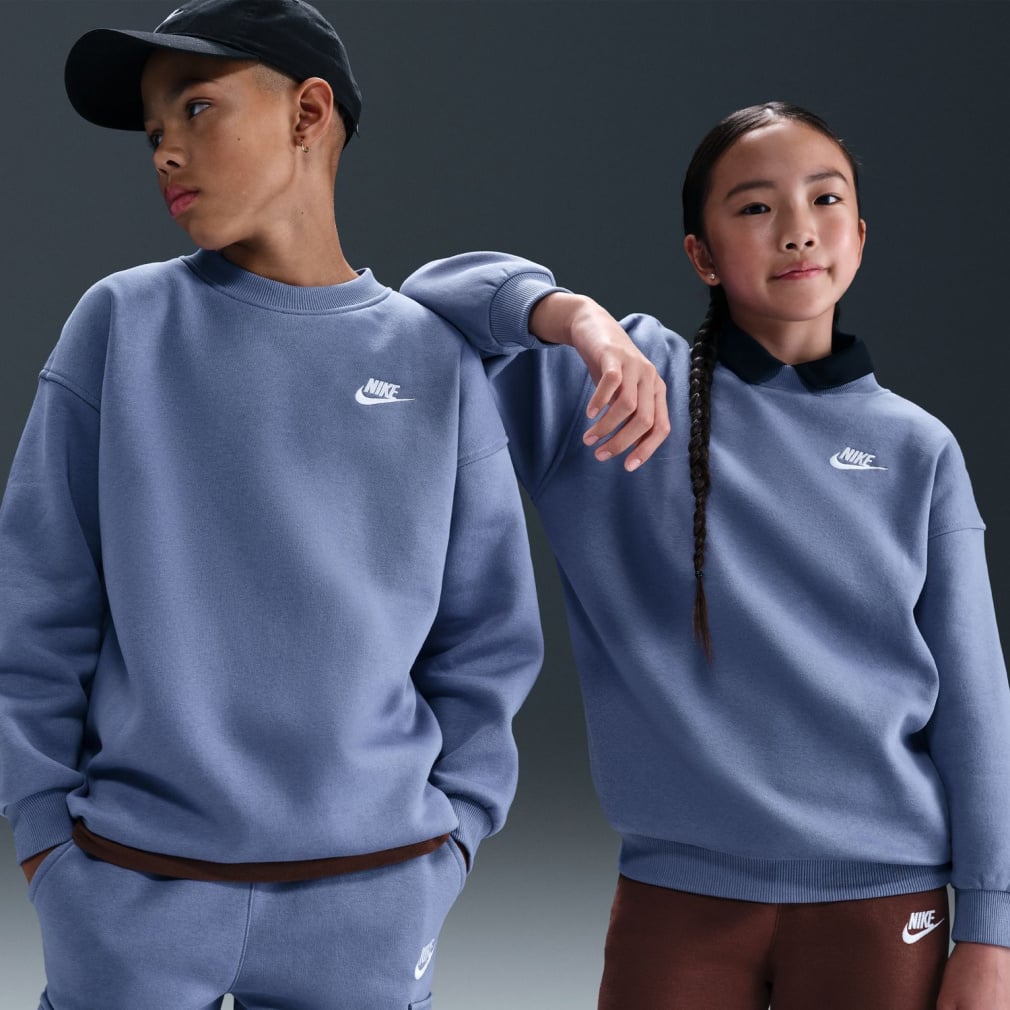 YTH ガールズ NSW クラブフリース OVRSZDLBR L/S クルー(ブルーグレー-130cm)