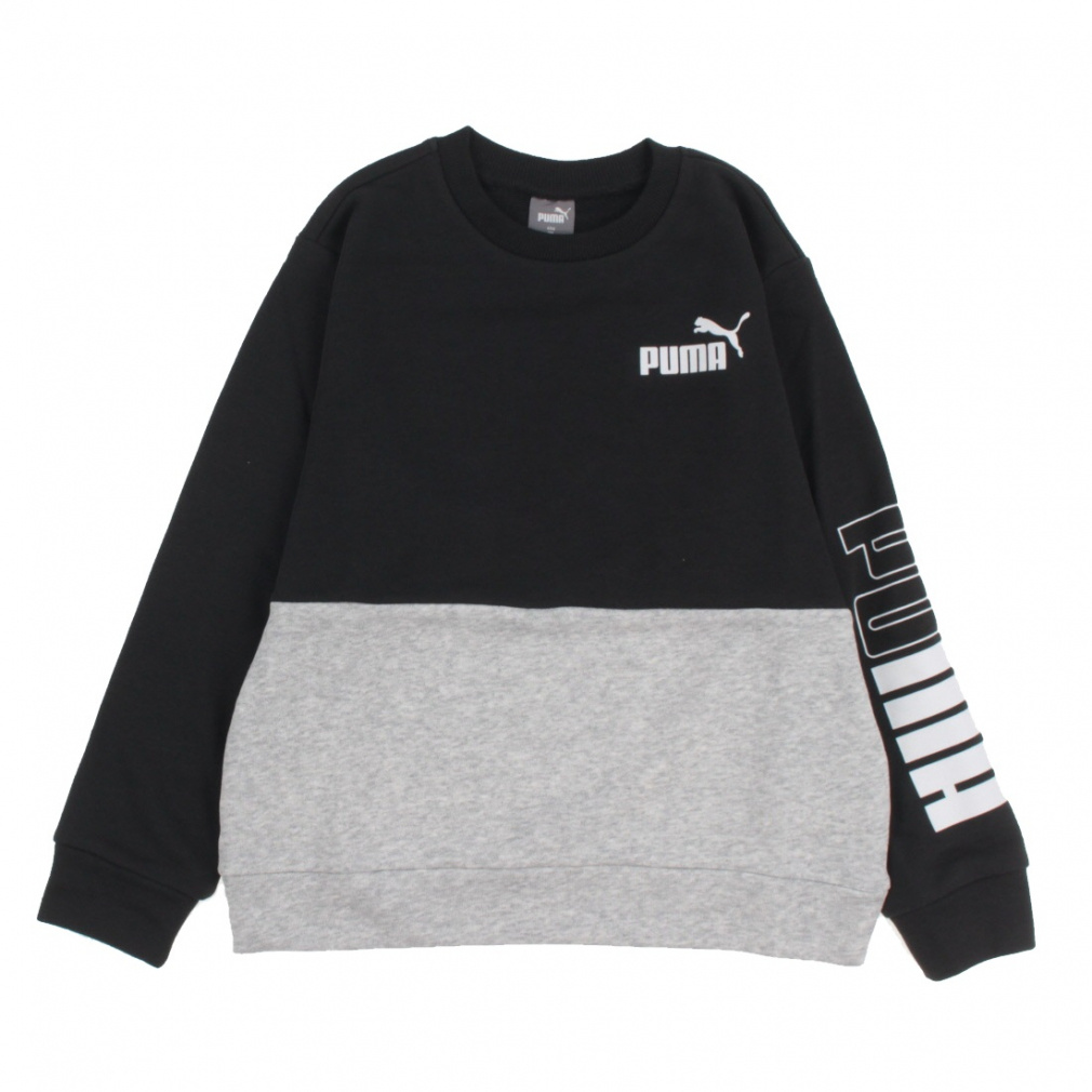 POWER クルー スウェット TR(ブラック×ライトグレー-100cm)