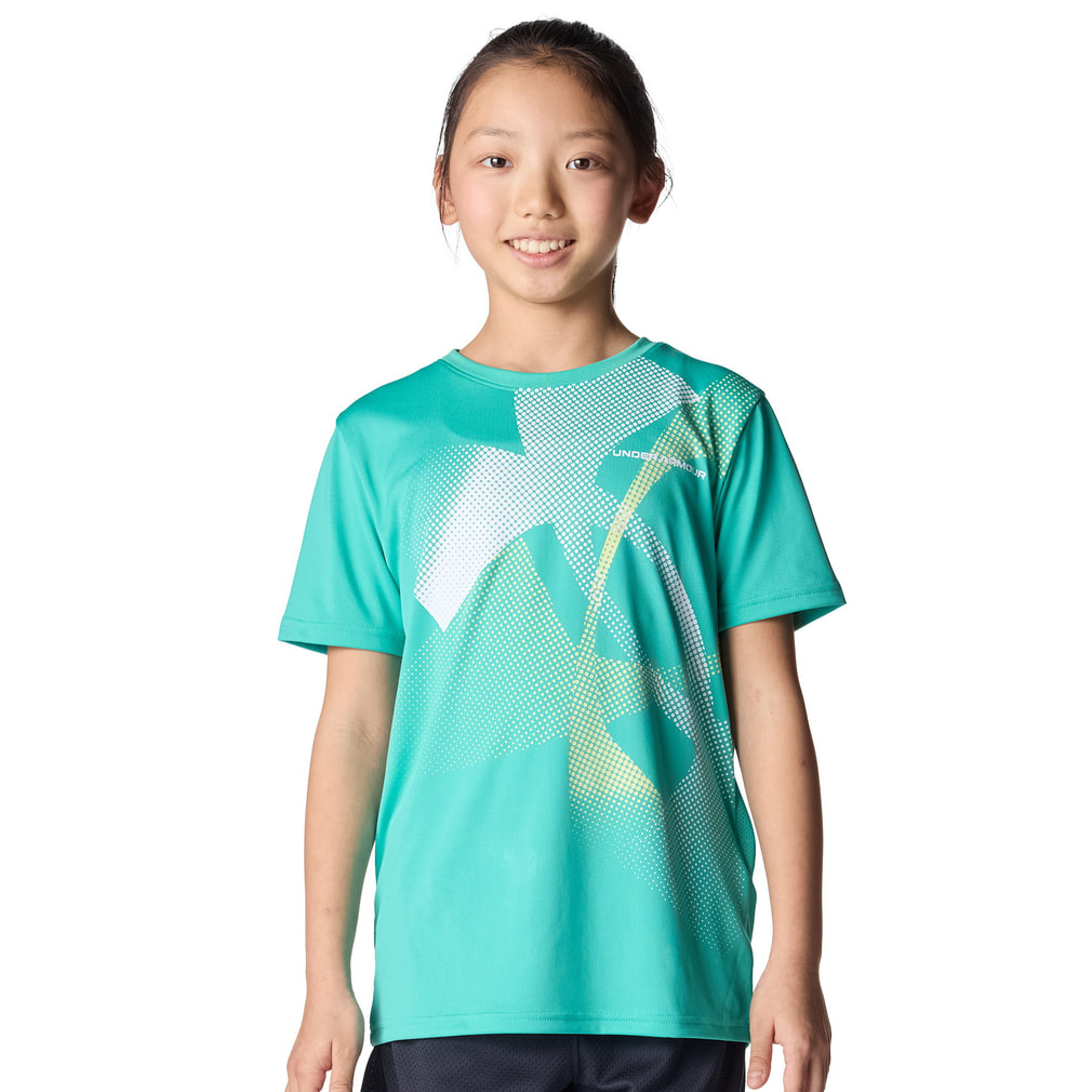 UAテック スーパービッグロゴ ショートスリーブ Tシャツ(イエローグリーン-130cm)