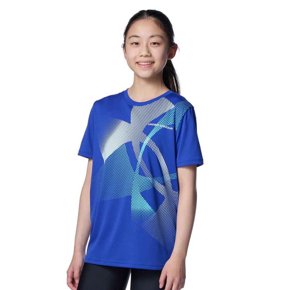 UAテック スーパービッグロゴ ショートスリーブ Tシャツ(ブルー-130cm)