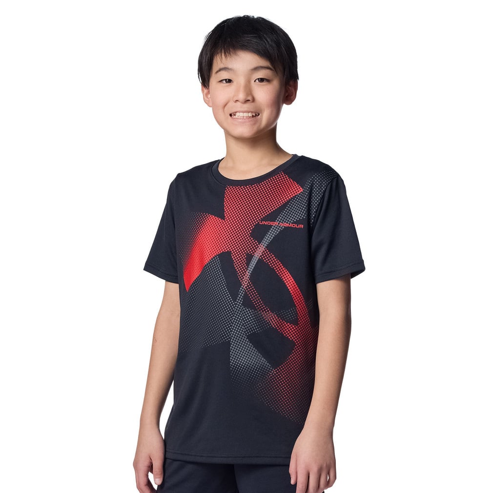 UAテック スーパービッグロゴ ショートスリーブ Tシャツ(ブラック-130cm)