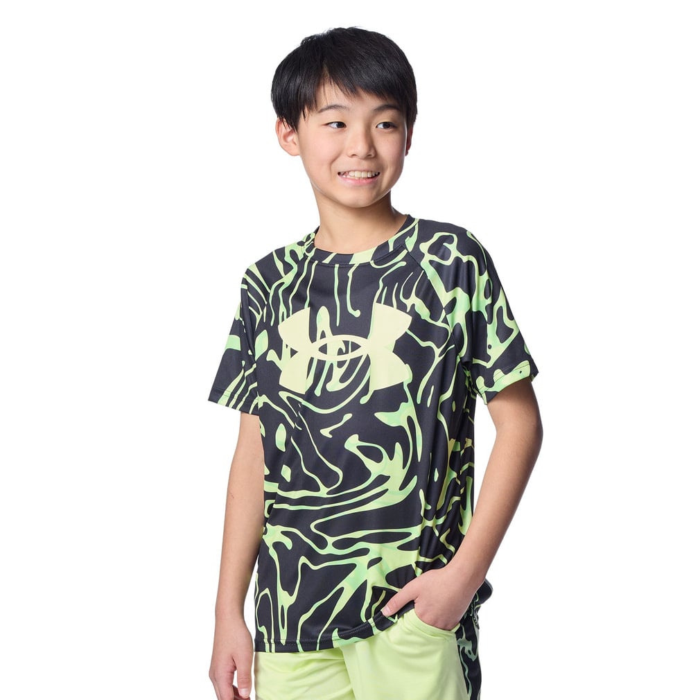 UAテック ビッグロゴ プリントショートスリーブTシャツ(アーミーグリーン-130cm)