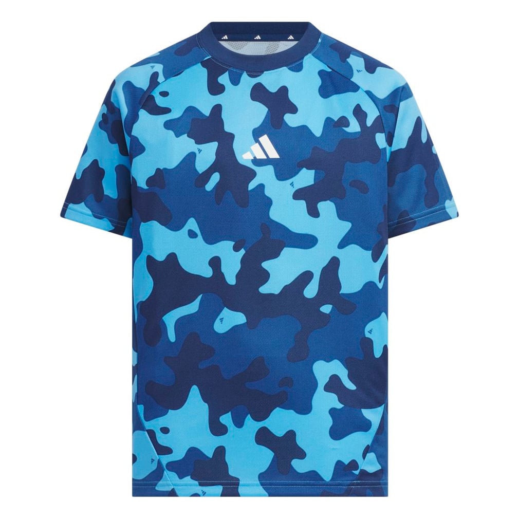 エッセンシャル カモ パック ルーズフィット ダブルニット AOP Tシャツ(ブルー×ネイビー-130cm)