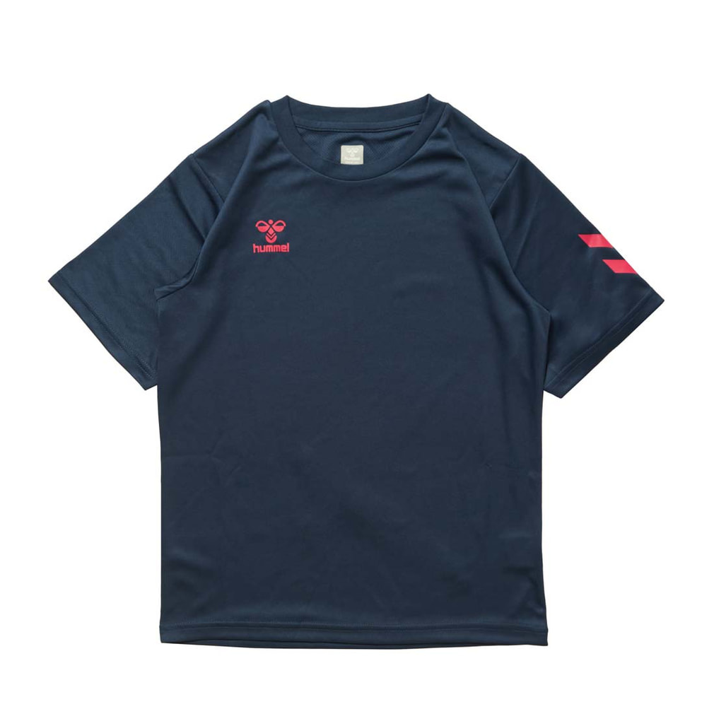 ジュニアワンポイントTシャツ(ネイビー×ピンク-130cm)