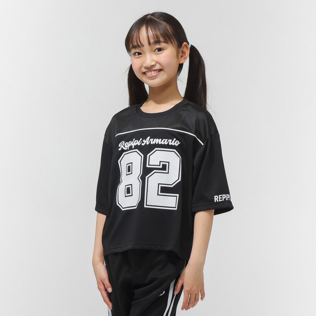 REPIPI切替半袖Tシャツ(ブラック-140cm)
