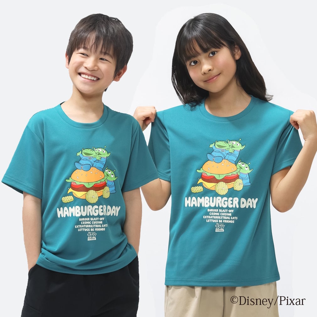 ICOOL 遮熱UV グラフィックTシャツ トイストーリー TIGORA(ピーコックグリン-110cm)