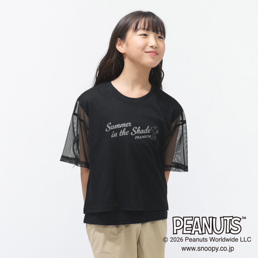 iCOOL 遮熱UV メッシュレイヤードTシャツ TIGORA(ブラック-110cm)
