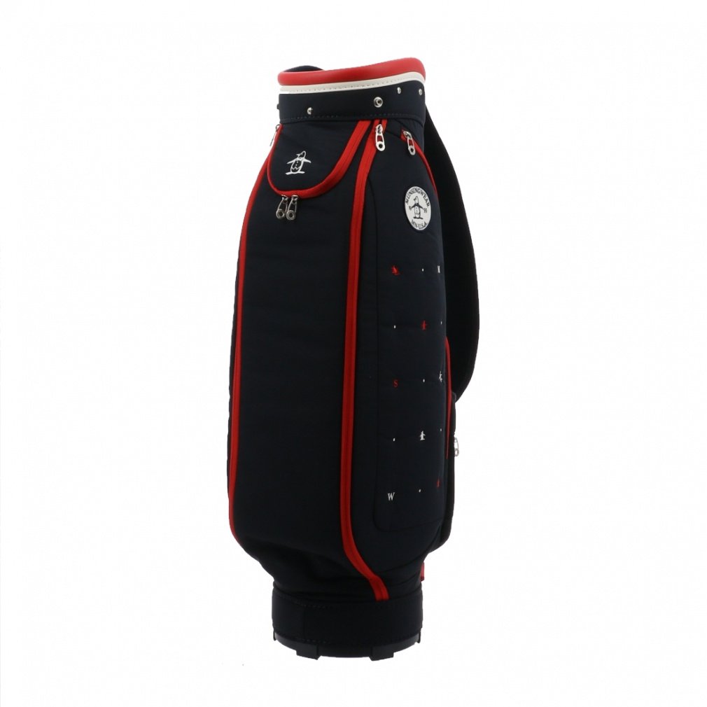 ☆新品・未使用☆ ブラック キャディバッグ テンガロンハット刺繍ロゴ付き マンシング レディス飛び刺繍キャディバッグ MG5SCB03L｜Alpen