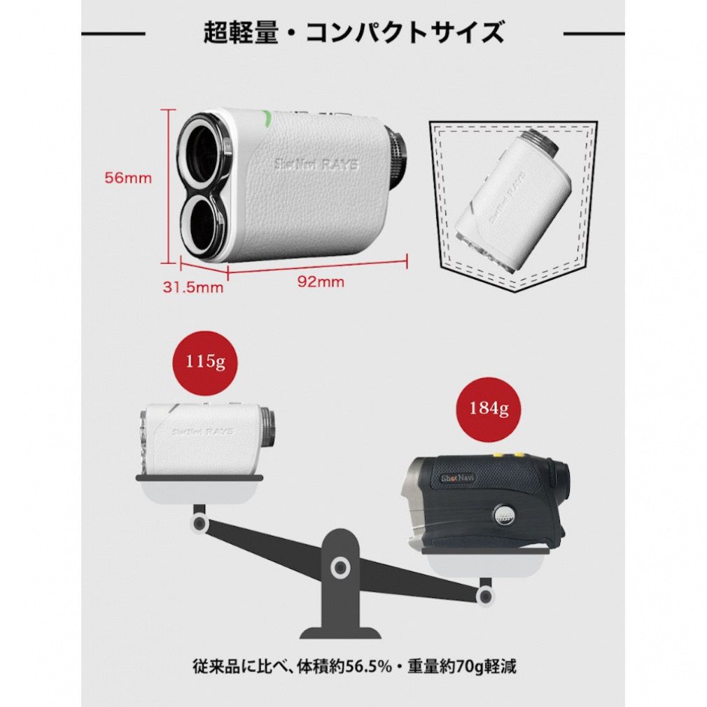 レーザー距離計 ショットナビ レーザースナイパーレイズ ホワイト