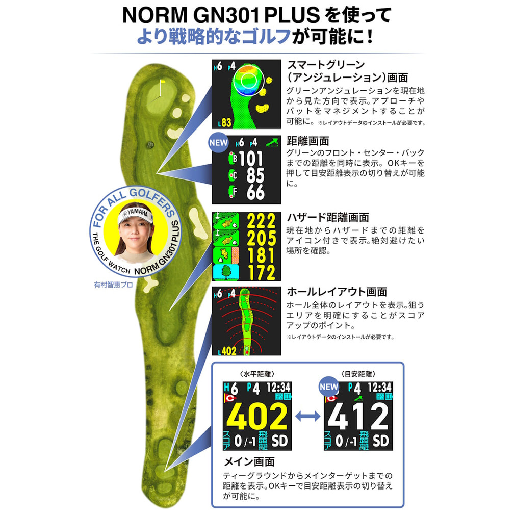 グリーンオン THE GOLF WATCH NORM GN301 PLUS ゴルフ 距離測定器 距離