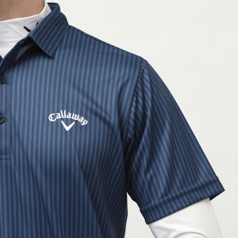 キャロウェイ ゴルフウェア セットシャツ 春 夏 ストライププリント