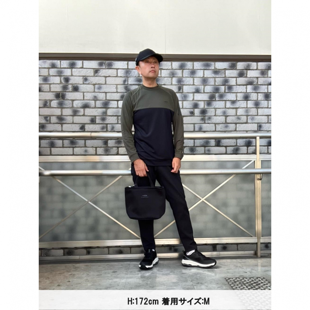 長袖胸切替モック長袖シャツ モックネック 配色 ストレッチ 吸水