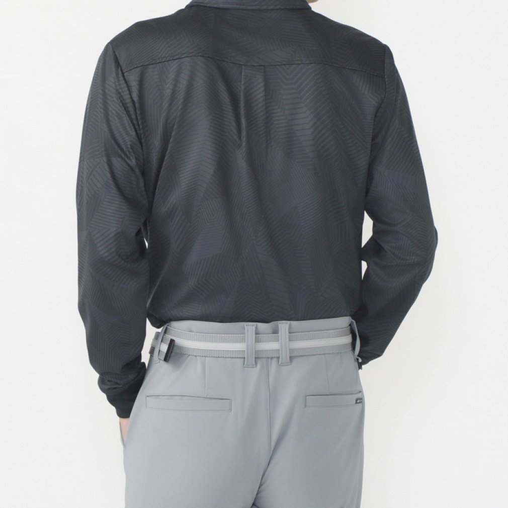 ゴルフ5限定 幾何学柄プリント長袖ポロシャツ 総柄プリント ポロシャツ