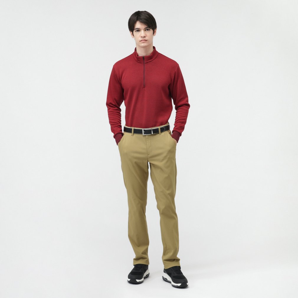 長袖プルオーバー ティゴラ ゴルフウェア 長袖シャツ 秋 冬 ＋5℃アイヒートハーフジップ