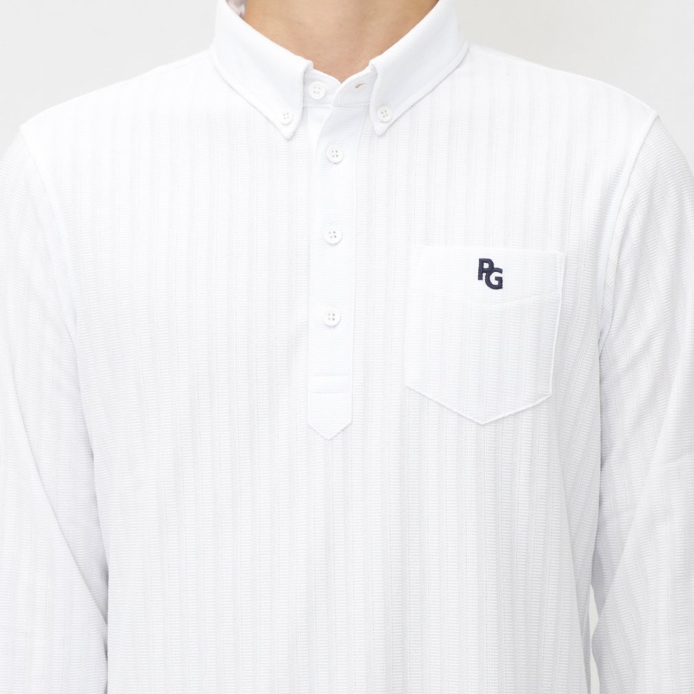 パーリーゲイツ ゴルフウェア 長袖シャツ 秋 冬 組織差カノコボーダー