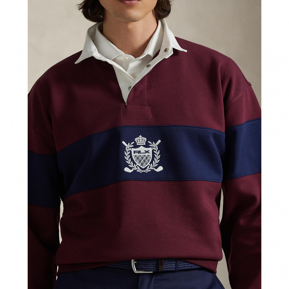 Ralph Lauren ネイビー/レッド ポロシャツ　長袖 swag y2k ポロバイラルフローレン ボーダー 長袖 ラガーシャツ メンズL 古着