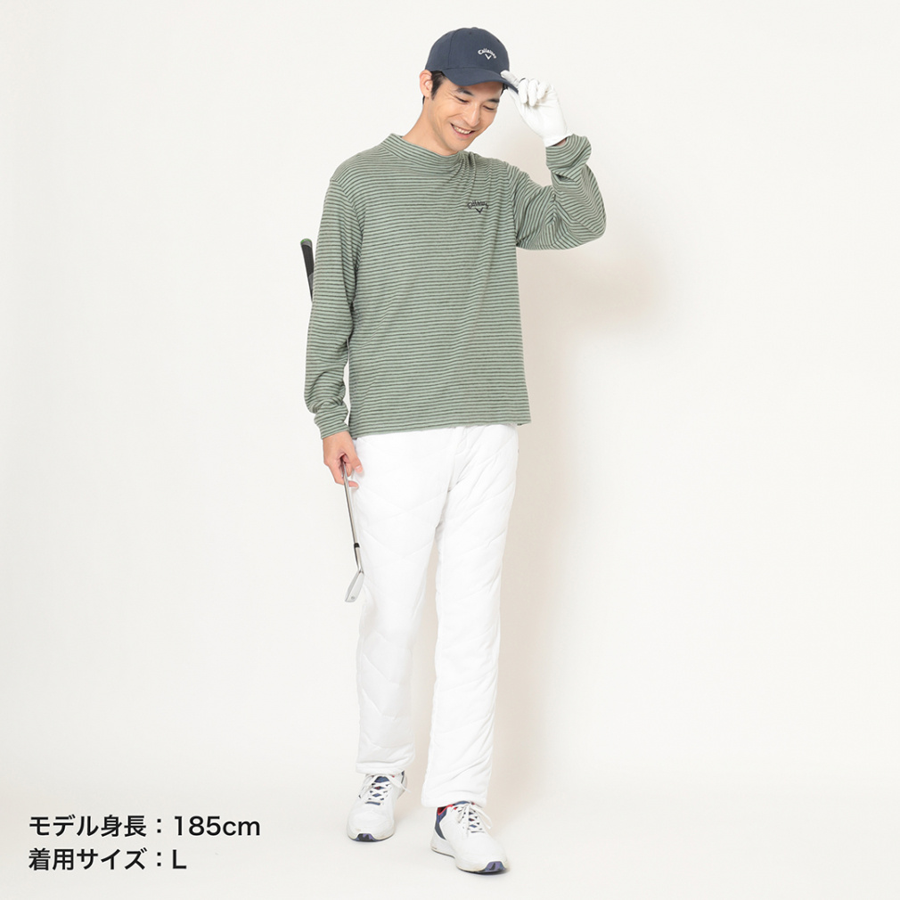 キャロウェイ ゴルフウェア 長袖シャツ 秋 冬 ボーダー裏起毛スムース