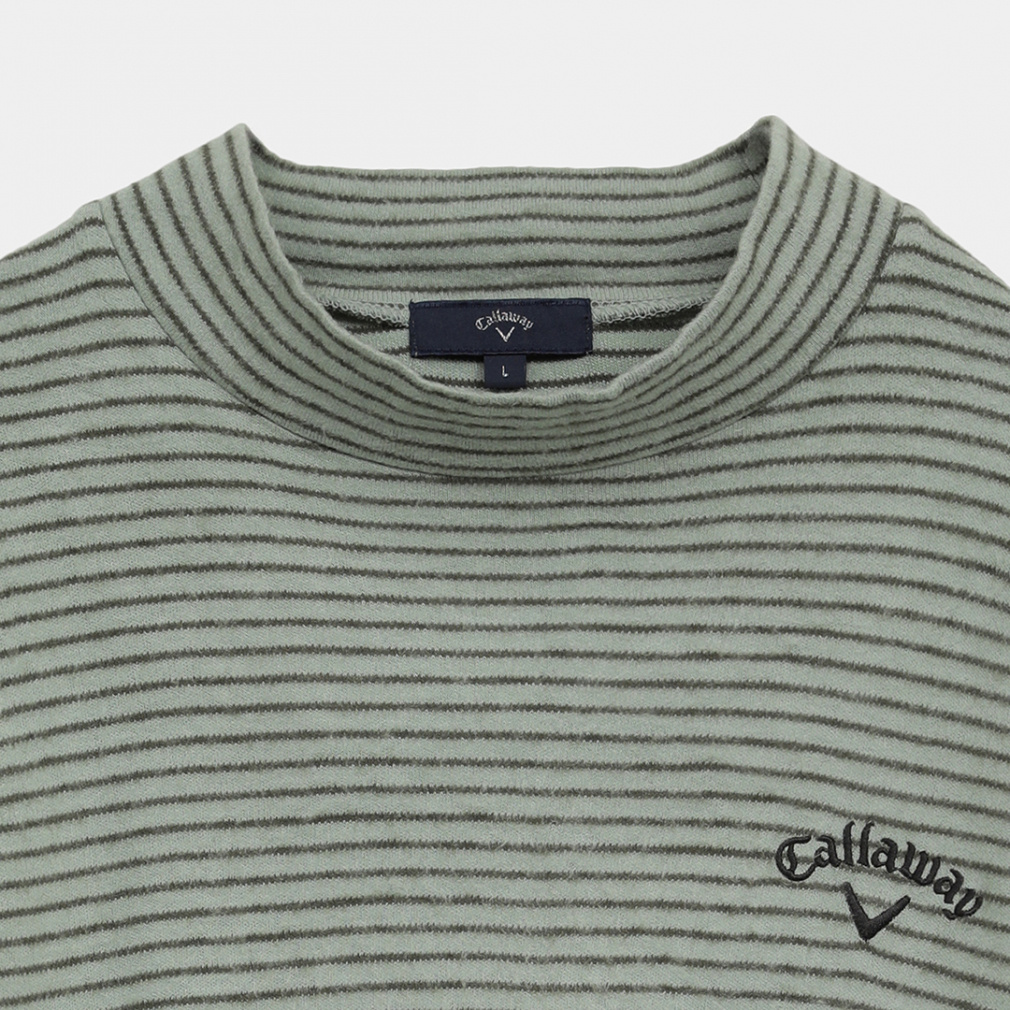 キャロウェイ ゴルフウェア 長袖シャツ 秋 冬 ボーダー裏起毛スムース