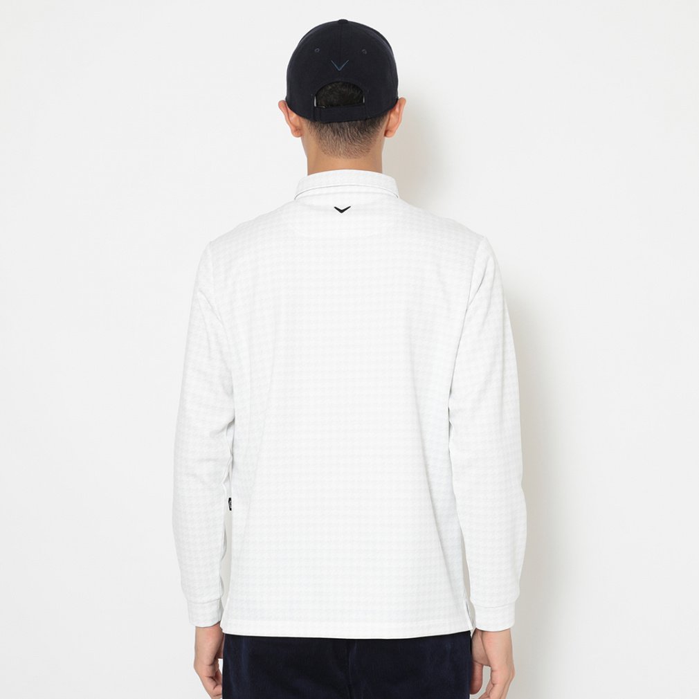 キャロウェイ ゴルフウェア 半袖シャツ 秋 冬 千鳥プリント裏起毛長袖