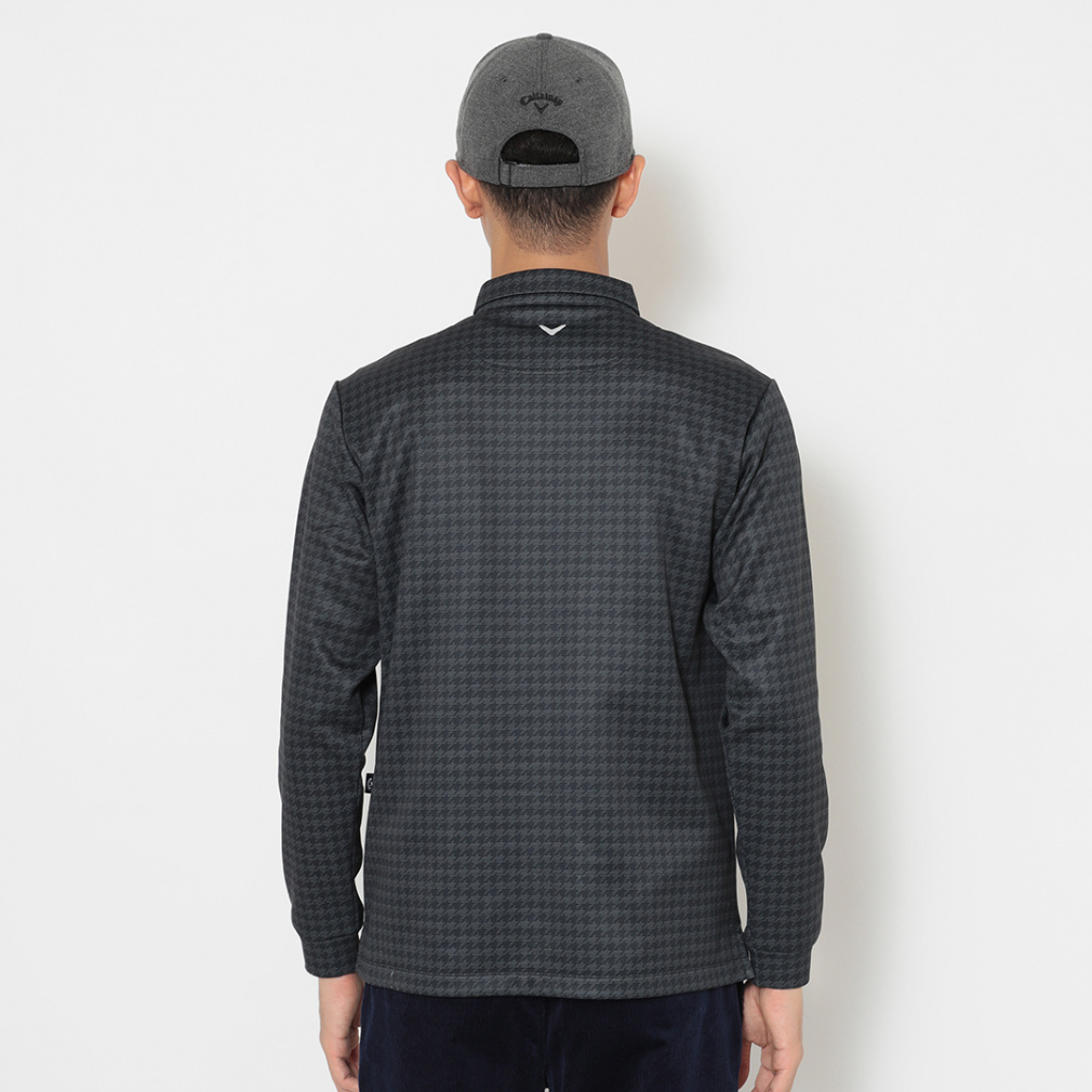 キャロウェイ ゴルフウェア 半袖シャツ 秋 冬 千鳥プリント裏起毛長袖