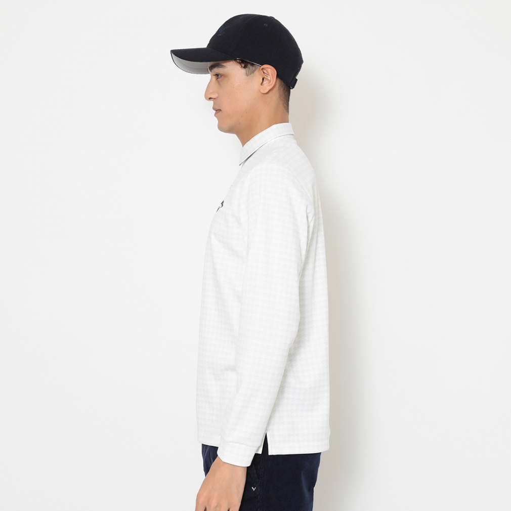 キャロウェイ ゴルフウェア 半袖シャツ 秋 冬 千鳥プリント裏起毛長袖