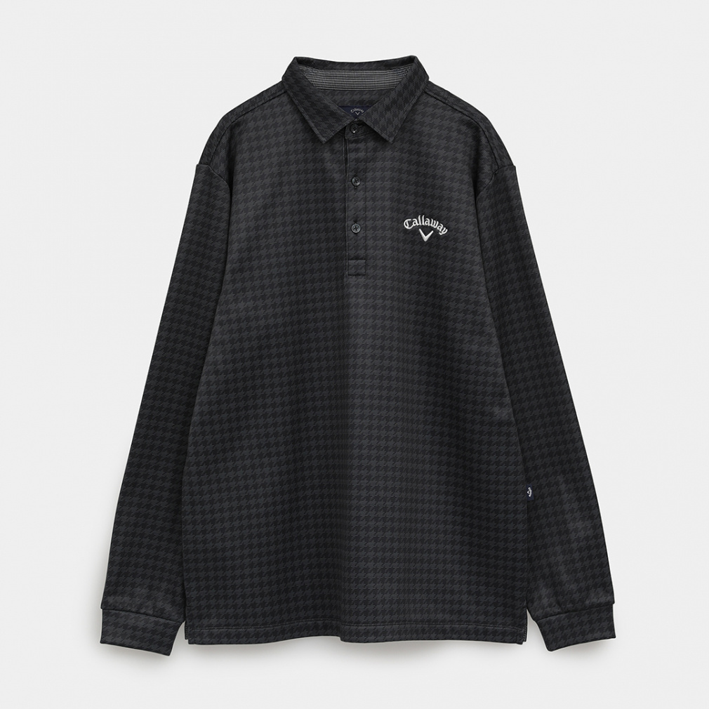 キャロウェイ ゴルフウェア 半袖シャツ 秋 冬 千鳥プリント裏起毛長袖