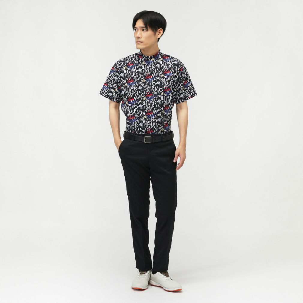 パーリーゲイツ ゴルフウェア 半袖シャツ 春 夏 BALLくんロゴ総柄