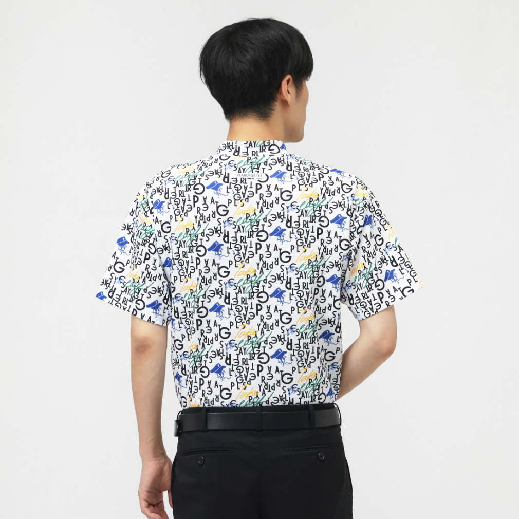 パーリーゲイツ ゴルフウェア 半袖シャツ 春 夏 BALLくんロゴ総柄