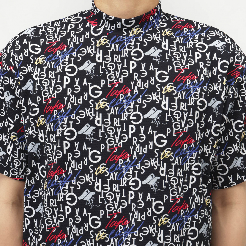 パーリーゲイツ ゴルフウェア 半袖シャツ 春 夏 BALLくんロゴ総柄