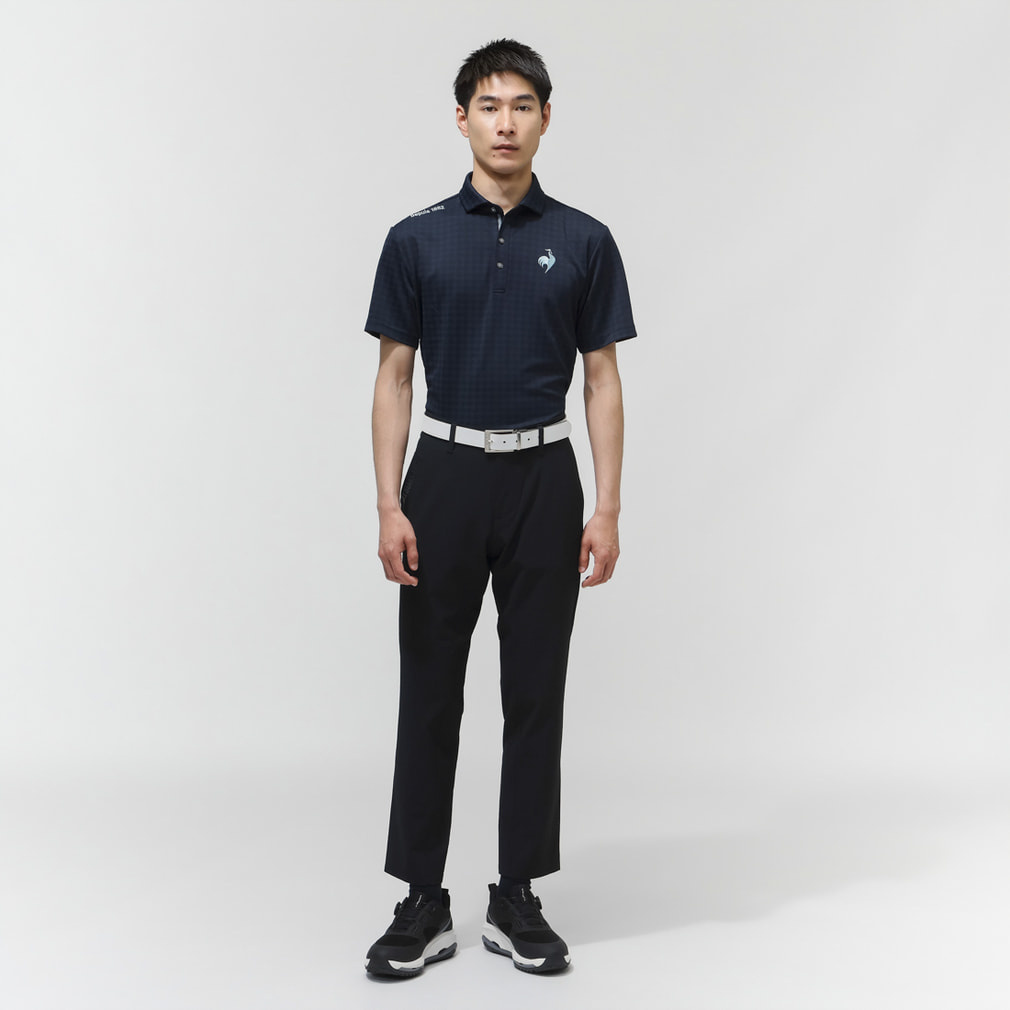 23 GOLF バット柄シャツとホワイトパンツセット新品未使用 ルコックスポルティフ ゴルフ ゴルフウェア 半袖シャツ 春 夏 無地千鳥