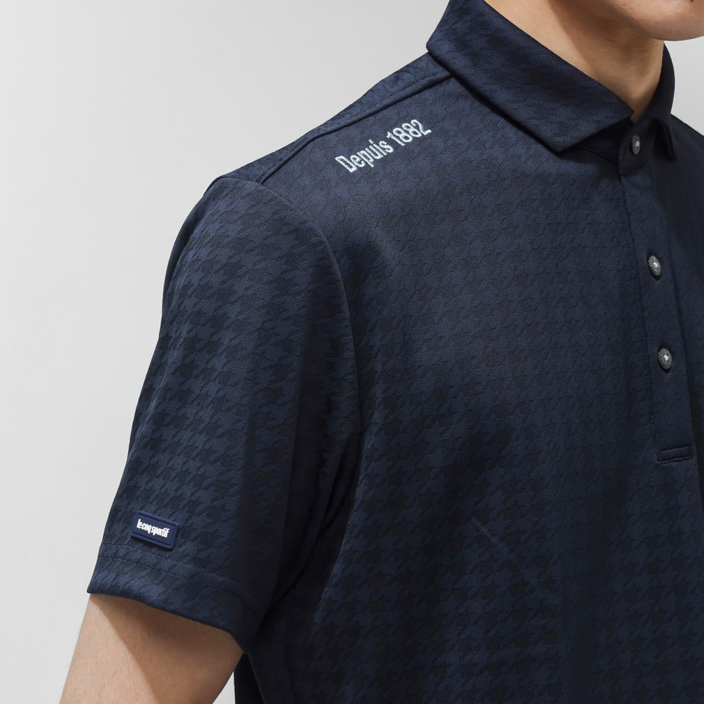 【未使用に近い】アールエルエックスゴルフ　即完軽量千鳥柄ポロシャツ長袖　海外S le coq sportif GOLF（ルコックスポルティフ ゴルフ） ルコック