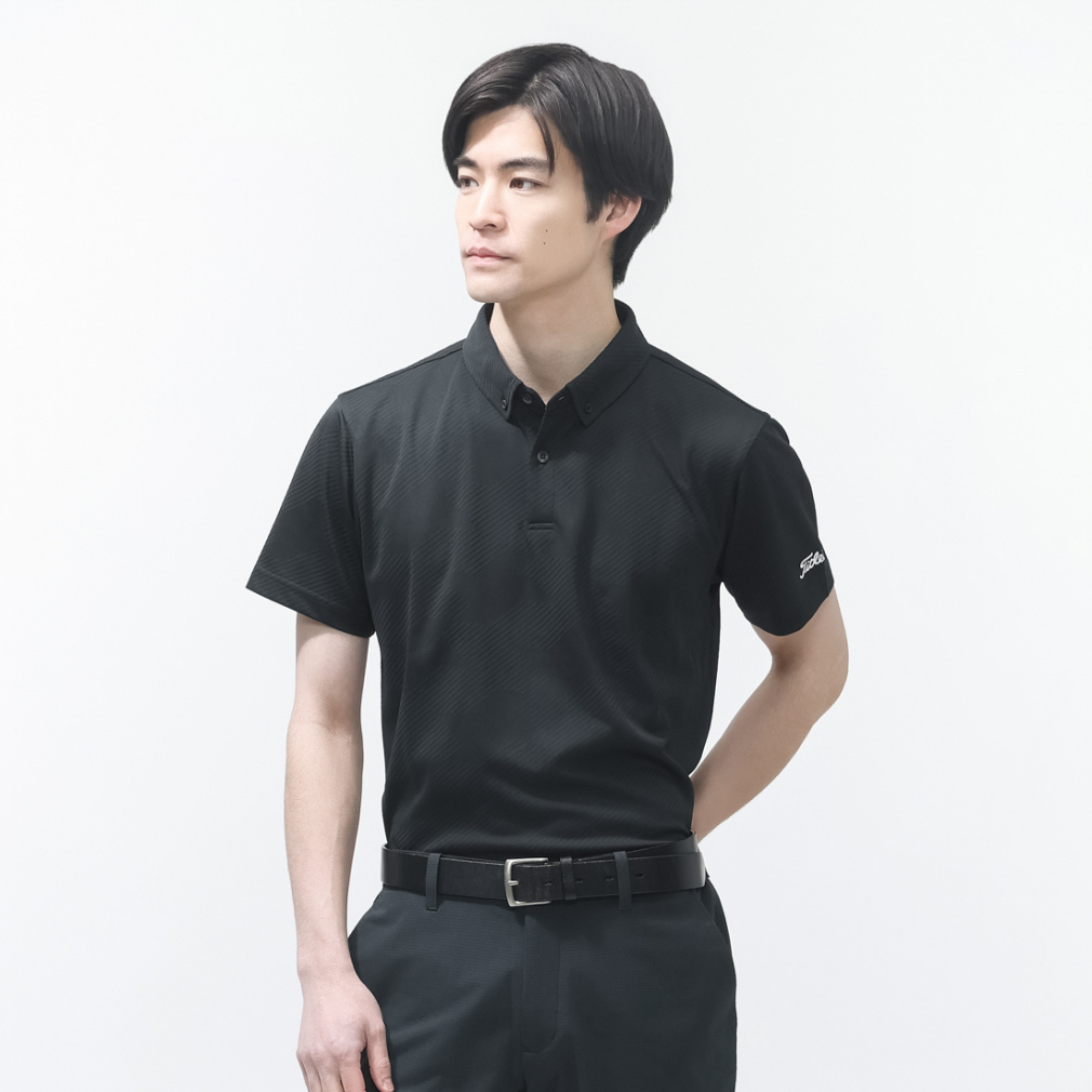タイトリスト ゴルフウェア 半袖シャツ 春 夏 ジャカードボタンダウン