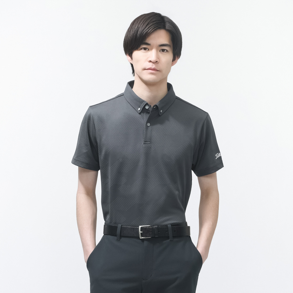 タイトリスト ゴルフウェア 半袖シャツ 春 夏 ジャカードボタンダウン