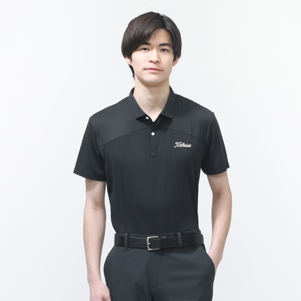 メンズシャツ ゴルフ Titleist L カノコボタンダウン 夏 春 半袖シャツ ゴルフウェア タイトリスト TMLMS107J ブラック メンズウェア