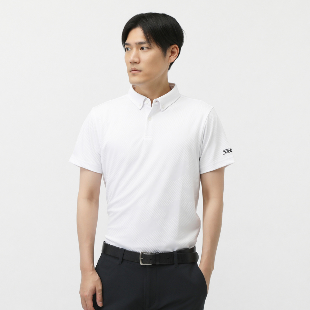 タイトリスト ゴルフウェア 半袖シャツ 春 夏 ジャカードボタンダウン