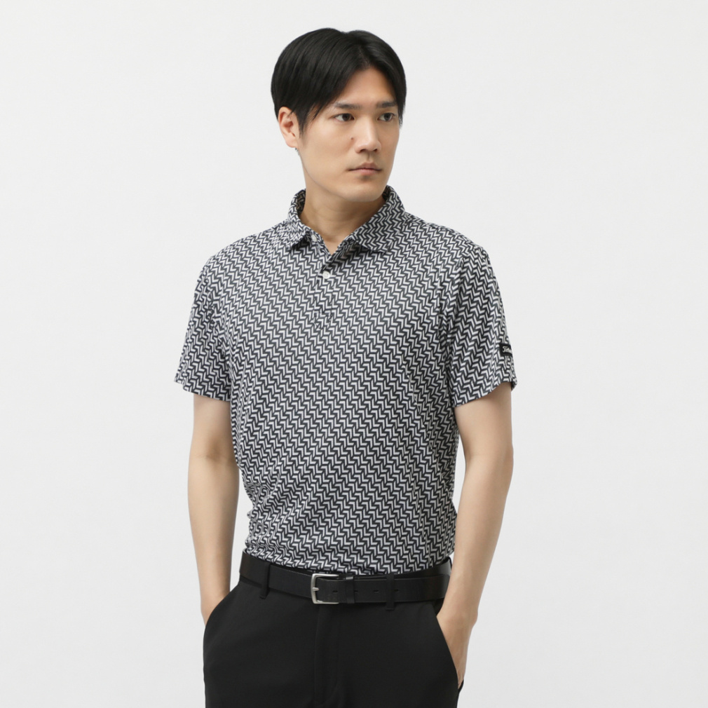 タイトリスト ゴルフウェア 半袖シャツ 春 夏 バイヤスヘリンボーン