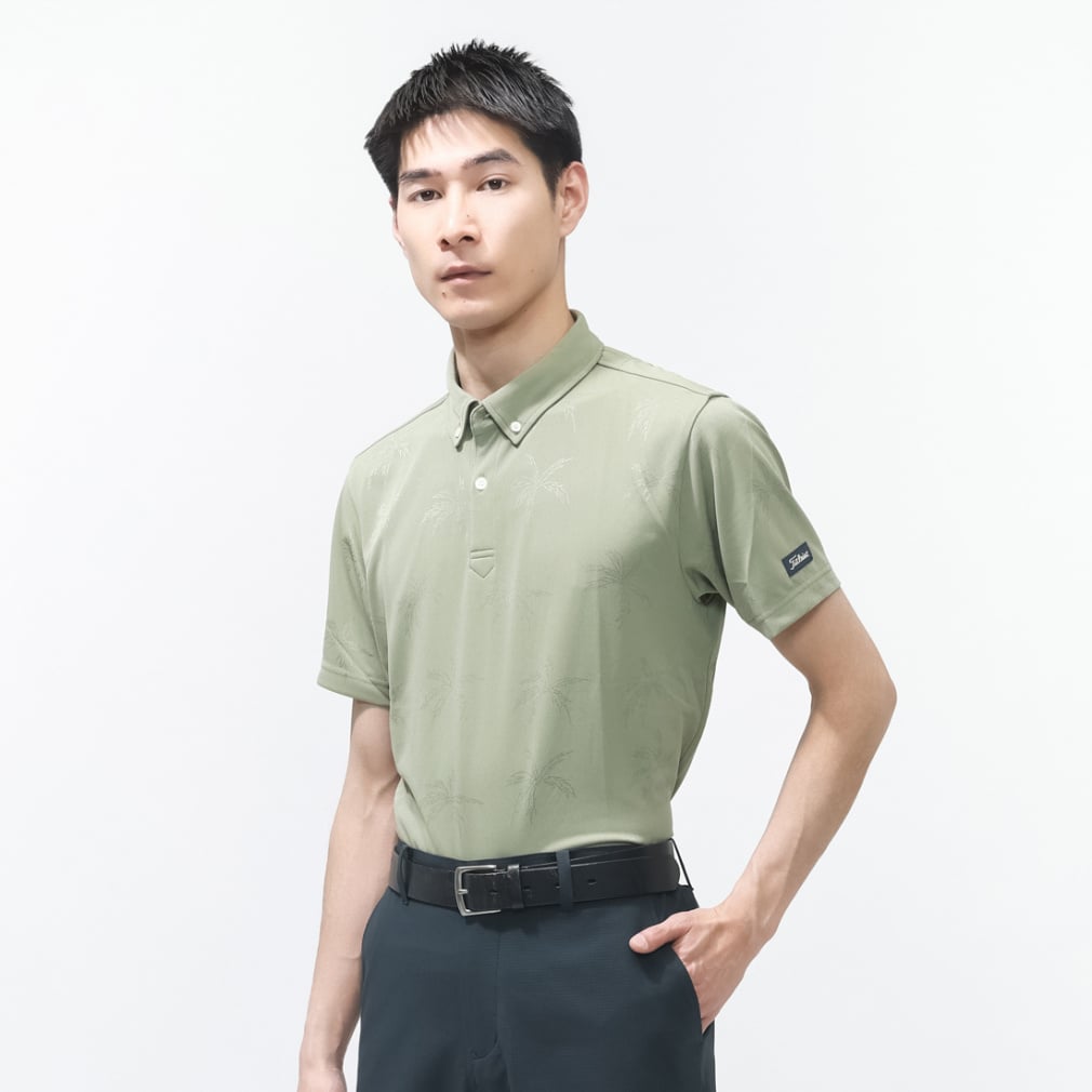 タイトリスト ゴルフウェア 半袖シャツ 春 夏 リーフジャカードシャツ