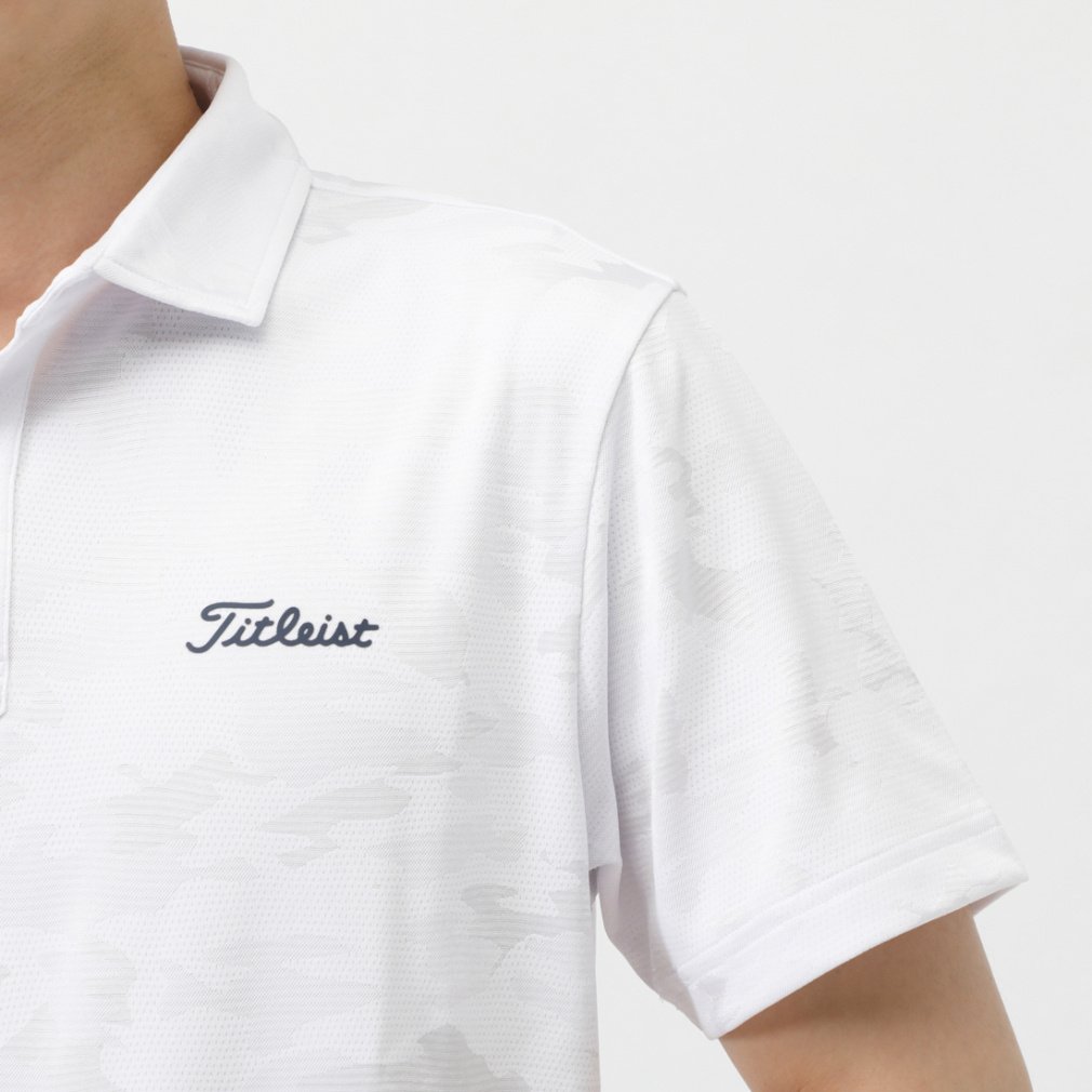 ゴルフ タイトリスト メンズ トップス シャツ 半袖◇ホワイト タイトリスト ゴルフウェア 半袖シャツ 春 夏 カモフラージュ ジャ